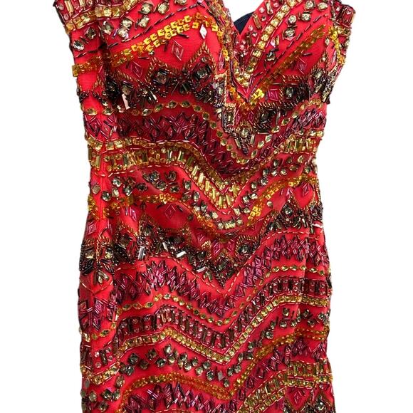 Angela & Alison Watermelon Beaded Strapless Mermaid Prom Formal Dress Women 2 - Picture 5 of 12